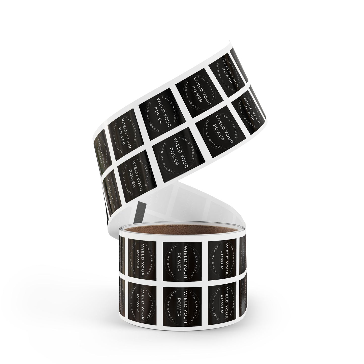Empowering Square Sticker Label Rolls - "Wield Your Power"