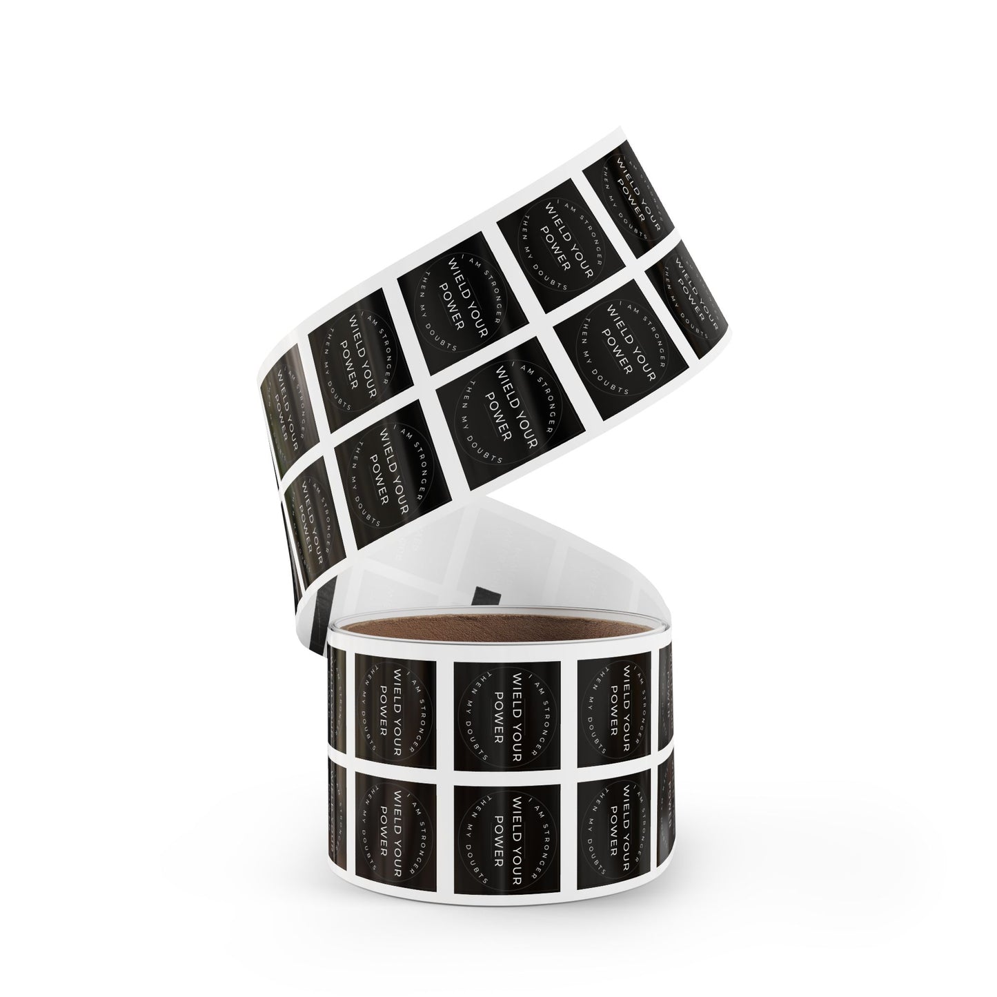 Empowering Square Sticker Label Rolls - "Wield Your Power"