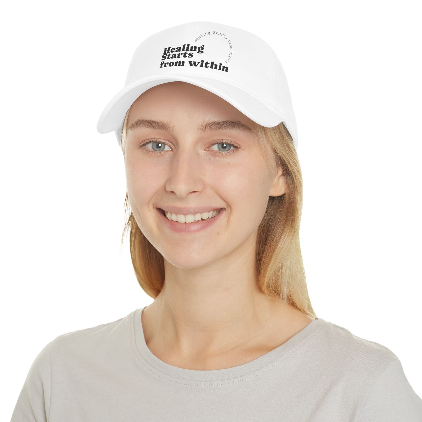 Healing Starts Fom Within- Low Profile Baseball Hat with Inspirational Quote
