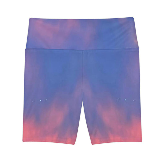 Urban Sunset Fitness Shorts, Colorful Athletic Shorts, Stylish Exercise Shorts, Workout Shorts, Urban Sunset Exercise Attire