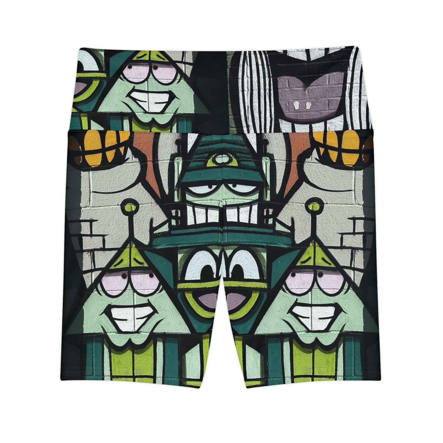 Urban Graffiti Women's Athletic Shorts, Graffiti-Infused Women's Activewear, Stylish Urban Workout Wear for Women