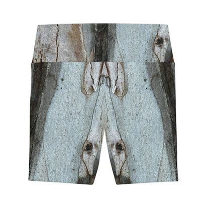 Nature-Inspired Women's Fitness Shorts, Stylish Paper Tree Print Athletic Shorts, Unique Women's Workout Bottoms