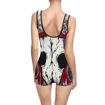 Broken Arrow Women's Vintage Swimsuit, Graffiti designed Swimsuits for women, Urban, Urban swimwear for women