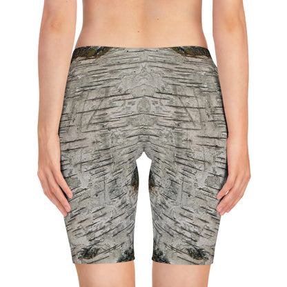 Earthy Tree Bark Print Women's Bike Shorts