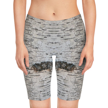 Earthy Tree Bark Print Women's Bike Shorts